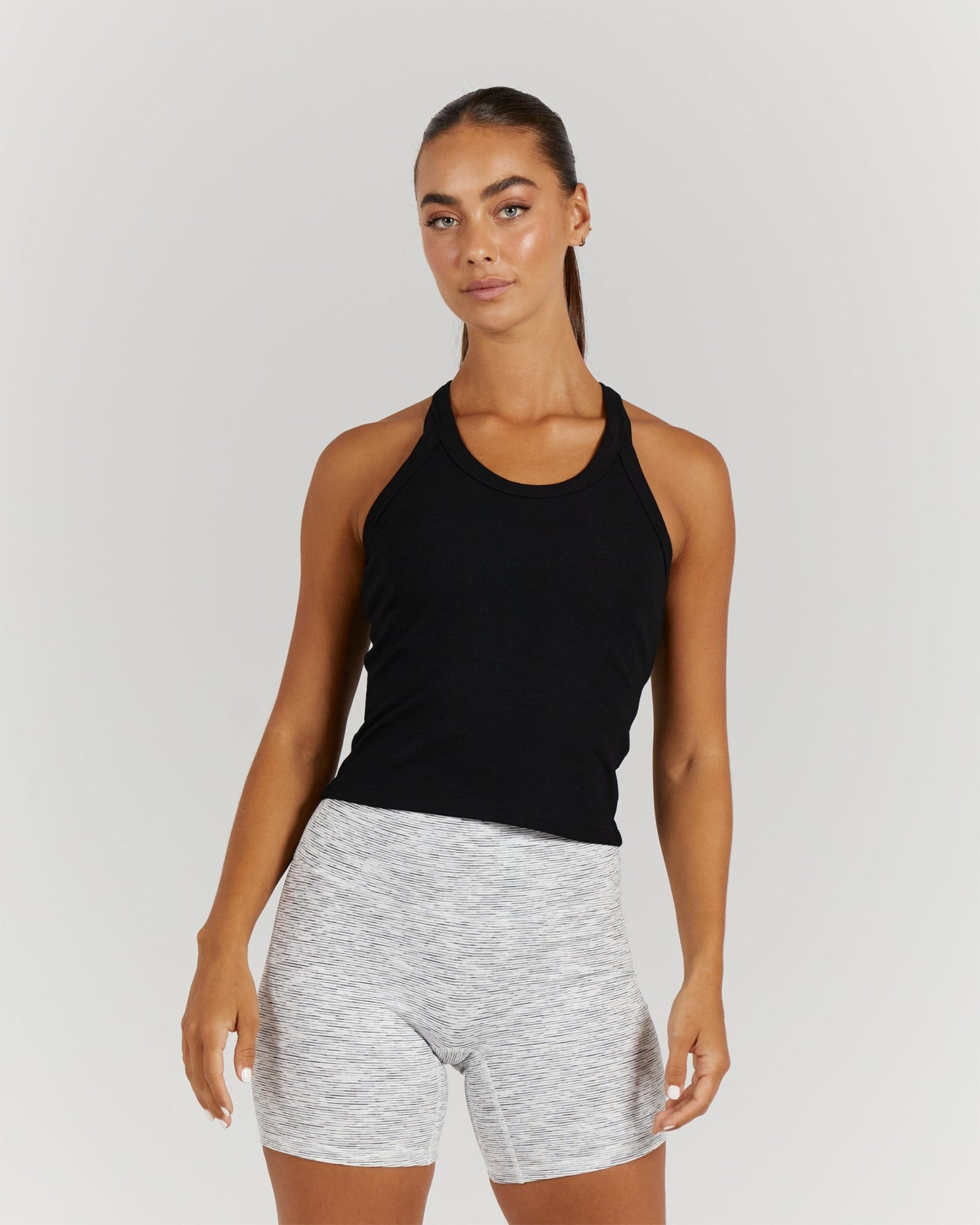 AMPLIFY RIBBED TANK TOP - BLACK
