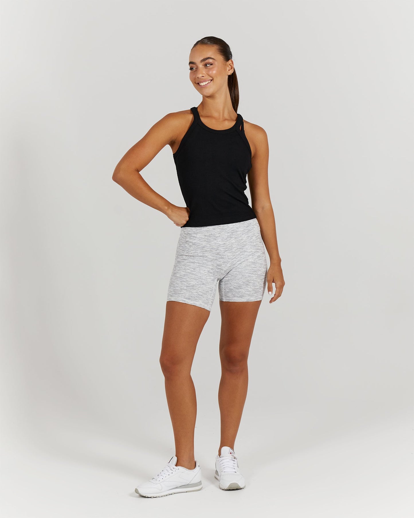 AMPLIFY RIBBED TANK TOP - BLACK