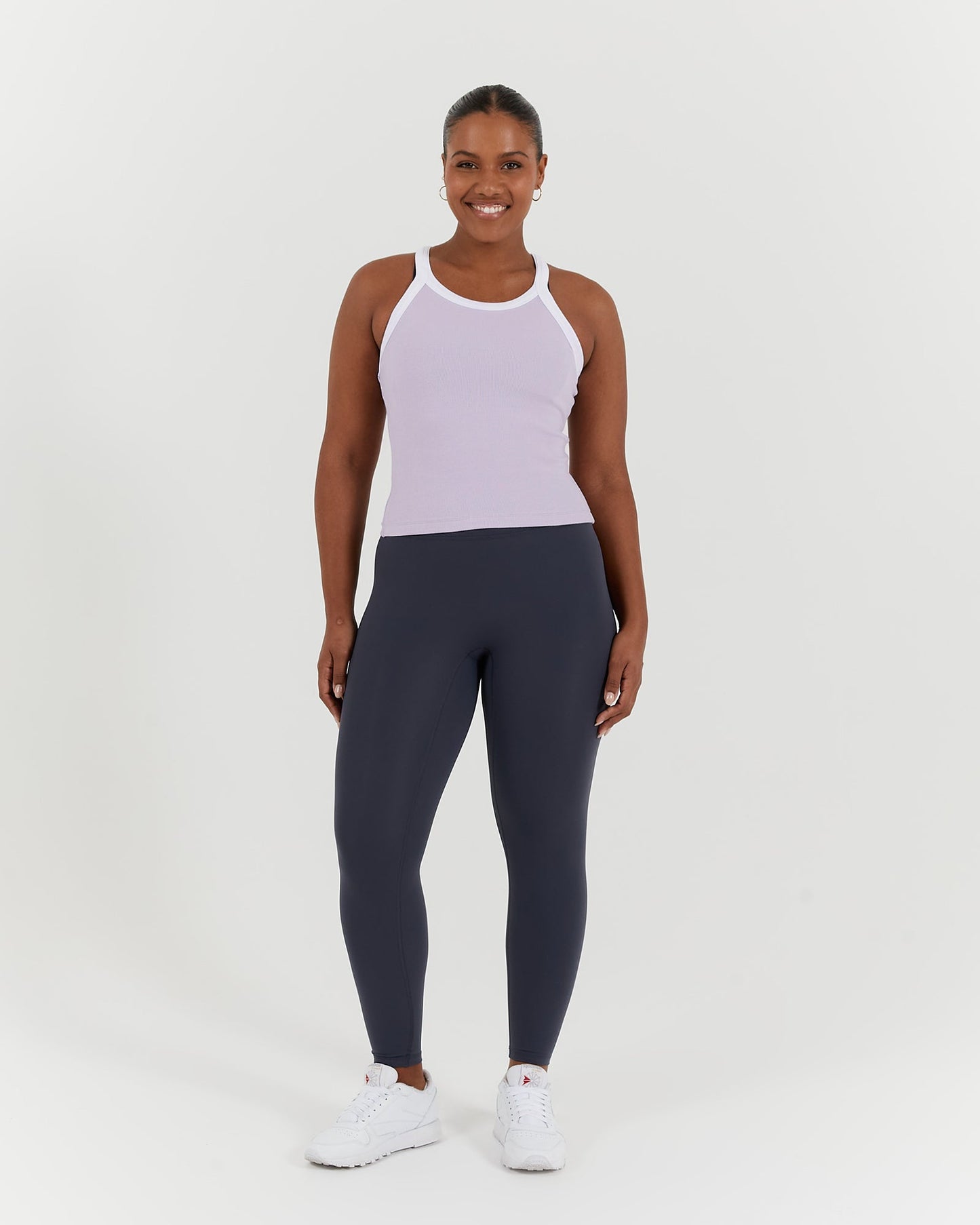 AGILITY RIBBED TANK TOP - PURPLE WHITE