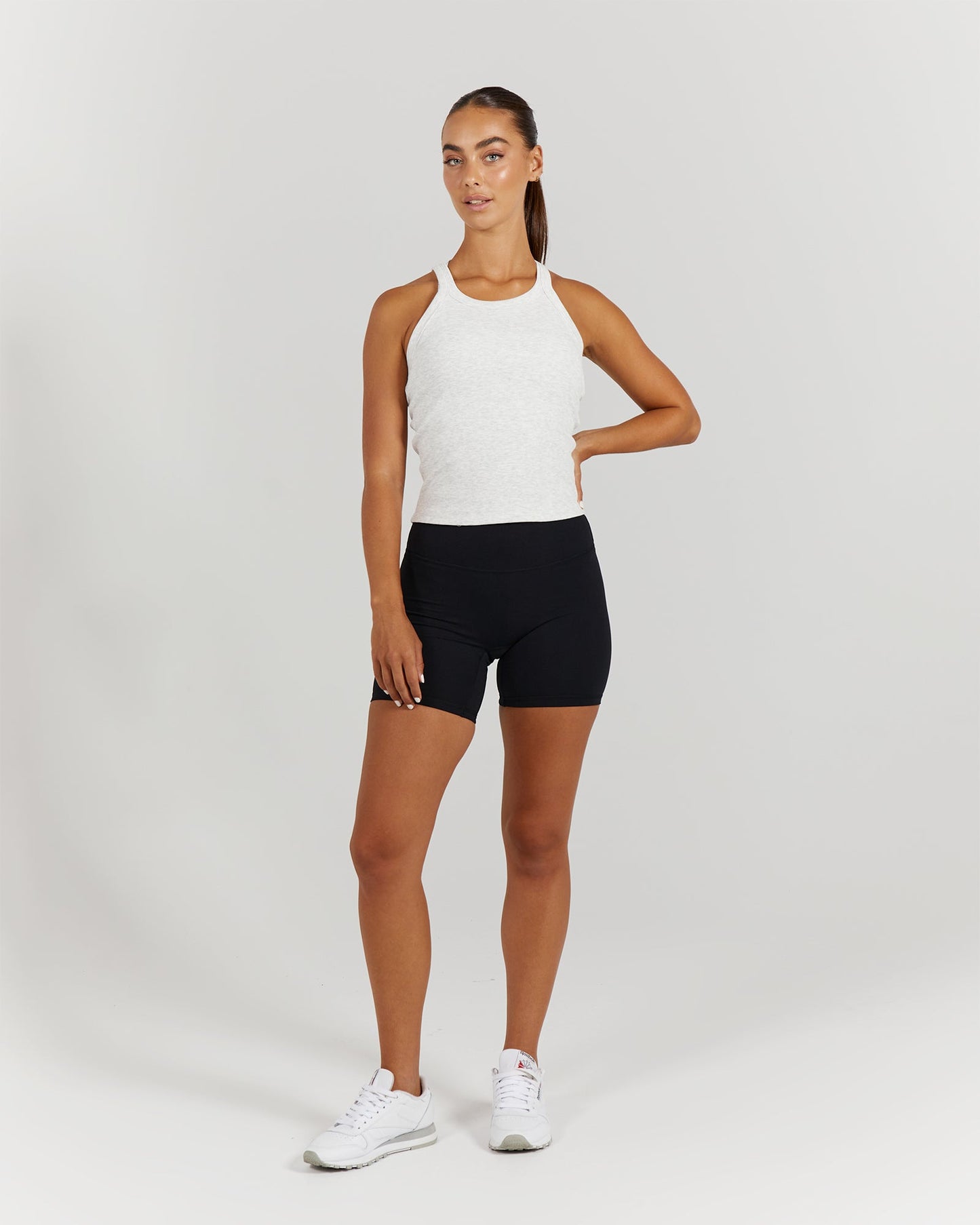 AGILITY RIBBED TANK TOP - SNOW GREY