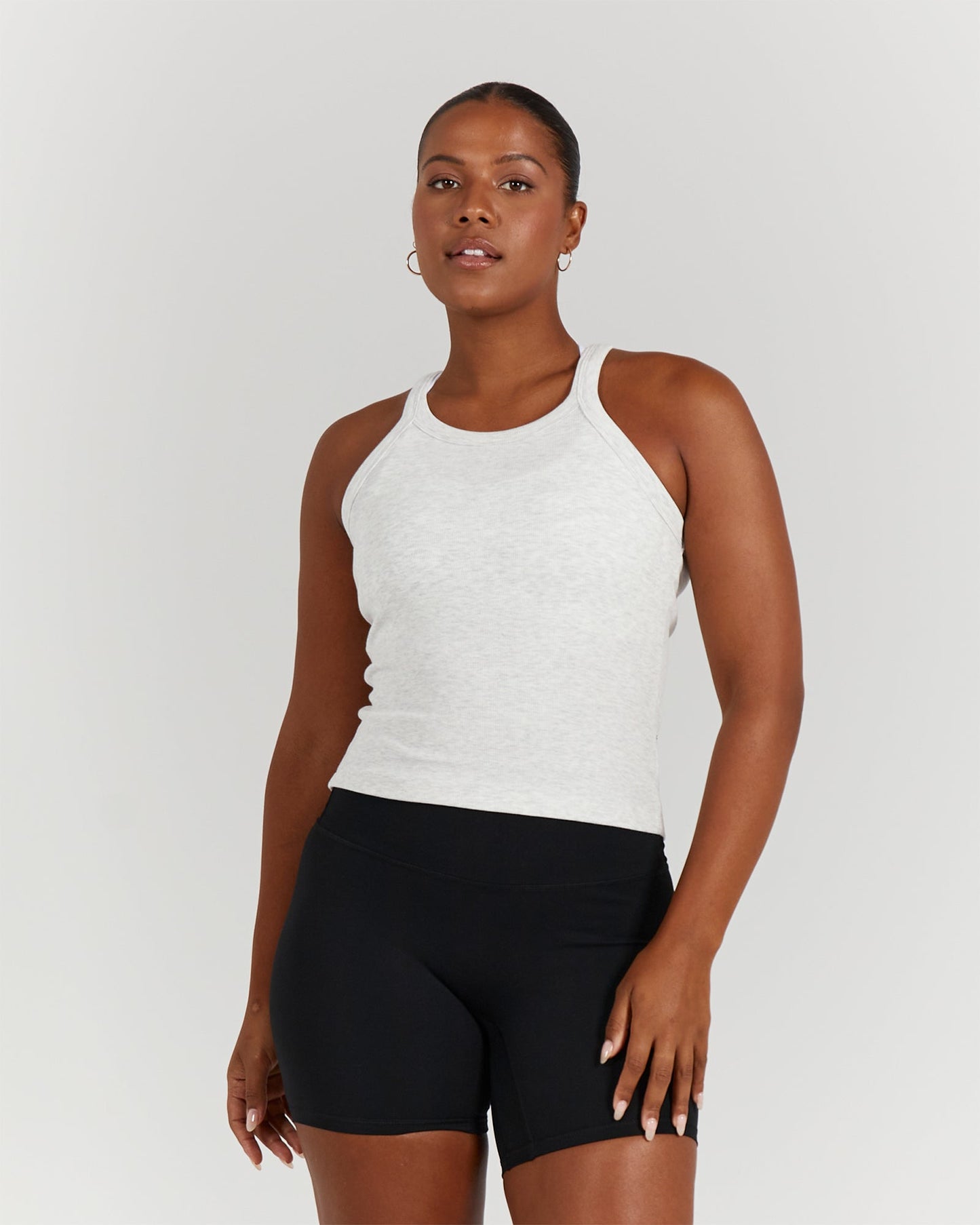 AGILITY RIBBED TANK TOP - SNOW GREY