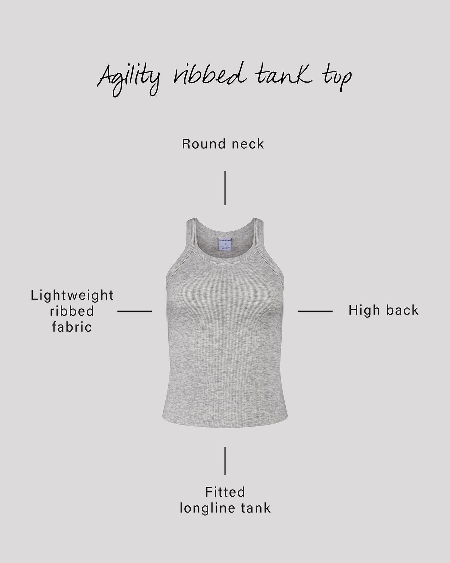 AGILITY RIBBED TANK TOP - SNOW GREY