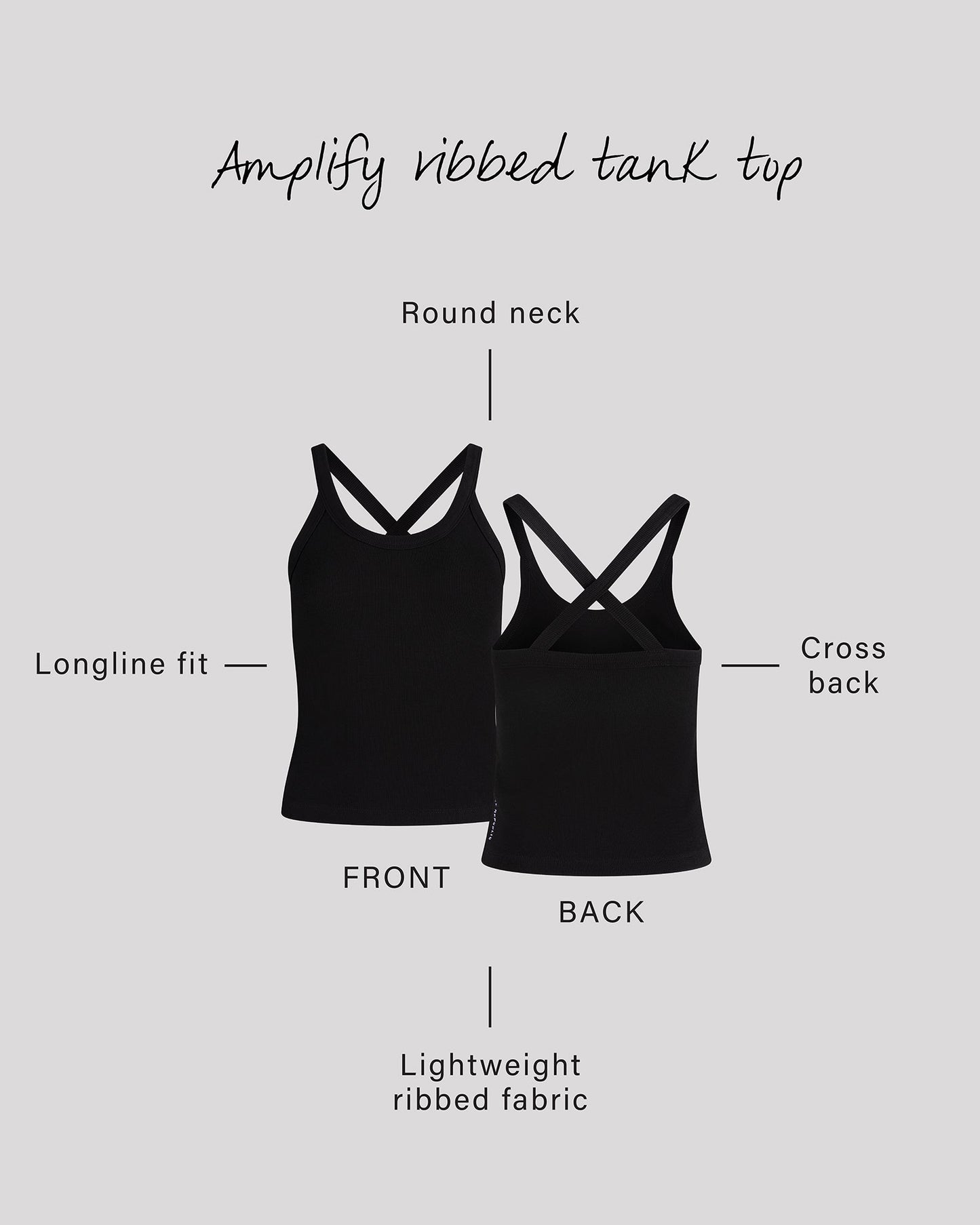AMPLIFY RIBBED TANK TOP - BLACK