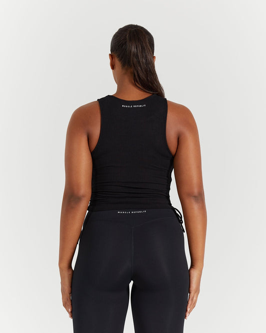 RUCHED TANK - BLACK