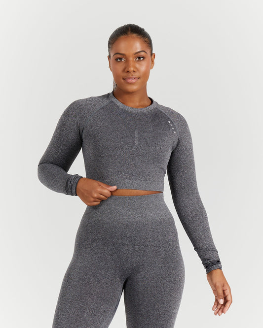 SEAMLESS LONG SLEEVE - CHARCOAL MARL