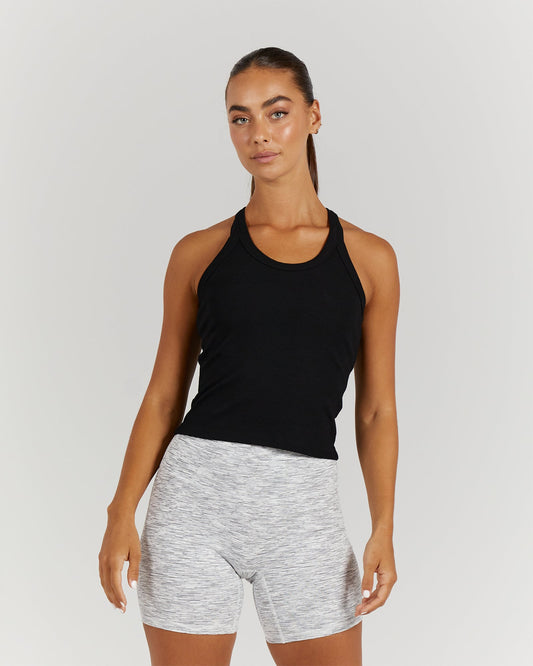 AMPLIFY RIBBED TANK TOP - BLACK