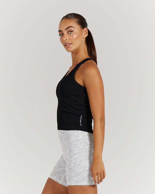 AMPLIFY RIBBED TANK TOP - BLACK