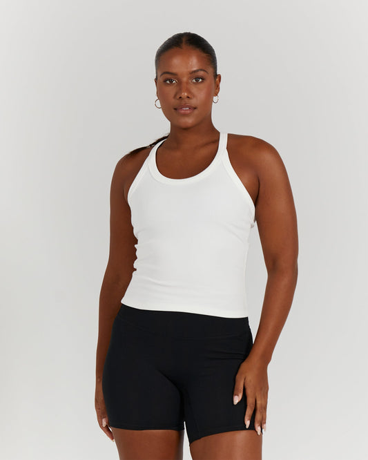 AMPLIFY RIBBED TANK TOP - OFF WHITE