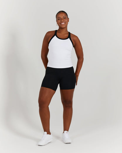 AGILITY RIBBED TANK TOP - WHITE BLACK