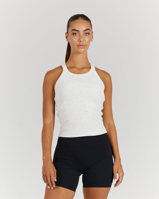 AGILITY RIBBED TANK TOP - SNOW GREY