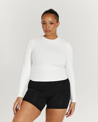 ATHLEISURE LONG SLEEVE TOP - OFF WHITE