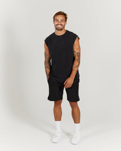 MEN'S OVERSIZED TANK - WASHED BLACK