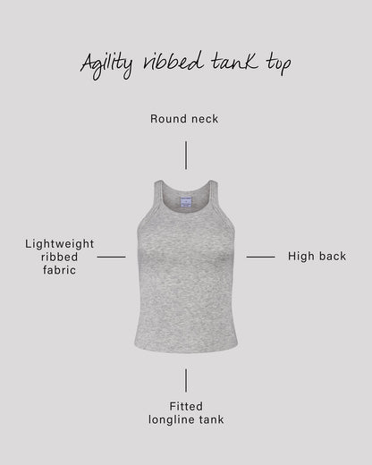 AGILITY RIBBED TANK TOP - SNOW GREY