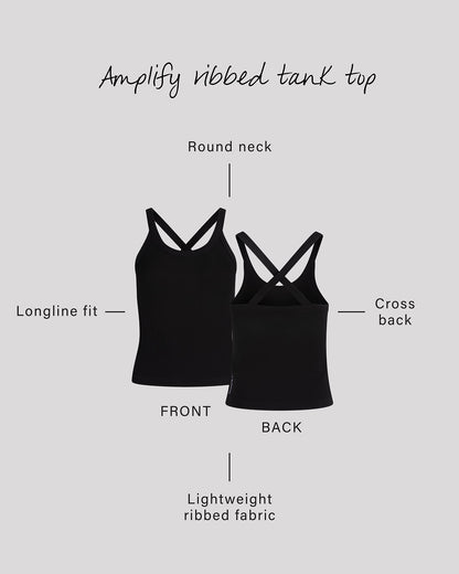 AMPLIFY RIBBED TANK TOP - BLACK